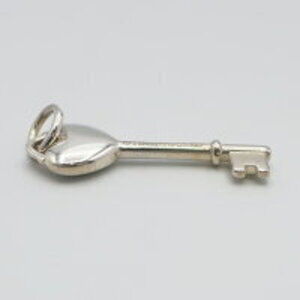 Tiffany sterling silver diamond heart key charm pendant